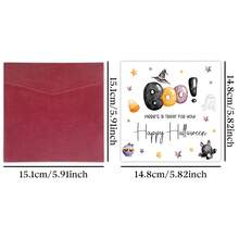 1pc Happy Halloween Greeting Card With Envelope - Cute Bat & Ghost Design, Halloween Celebration Card For Friends & Family, Perfect For Party Invitations & Festive Wishes - A - View 2