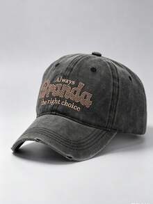 1 Pc Women's Letter-Embroidered Pre-Washed Baseball Cap Adjustable Design, Perfect For Hiking, Mountain Climbing, Travel, And Sun Protection - A - View 12