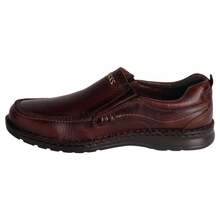 Fratello Shoe Store Lobo Solo Men's Besani Leather Casual Shoe 9664, Slip-On, 4cm Non-Slip Sole, Elasticated Upper For Better Fit, Comfort Moccasin, Sizes 5 To 9. - 咖啡棕 - 查看 3