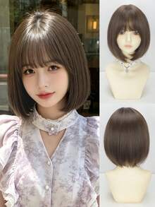 Wig Rambut Pendek Lurus Sintetis 12 Inci, Serat Sintetis Tahan Panas, Wig Modis, Cocok untuk Pemakaian Sehari-hari, Pesta, Cosplay, dan Acara Kumpul-kumpul di AS. - MultiWarna - View 16