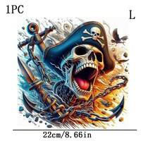 1/2/3pcs Halloween Pirate Skull Heat Transfer Stickers DIY Iron-On Decals For T-Shirts, Pillows, Backpacks, Multi-Color Durable Washable Plastic Stickers - Multicolor - View 11