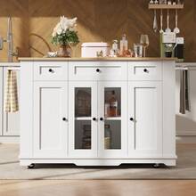 Kitchen,Island,,151.5x60x91.7cm - White - View 3