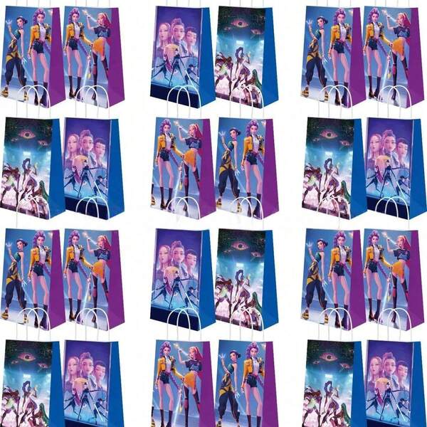 Mattel 12pcs New K-Pop  Girl Group Series Handheld Gift Bags, Birthday Party Gift Decoration Popcorn
