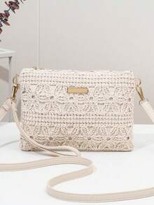 Bolsa de playa con correa para la muñeca, monedero, bolso bandolera para mujer, nuevo bolso pequeño versátil para el hombro a la , bolso cuadrado dulce para primavera/verano, playa - Beis 6 - Ver 2