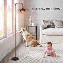 ONEWISH Living Room Floor Lamp, Minimalist Industrial Floor Lamp With Modern LED Spotlight, 6-Inch Black Clear Glass Globe, 1800K Warm Ambient Lighting, Decorative Tall Floor Lamp For Bedroom And Office - 1800K - 查看 7