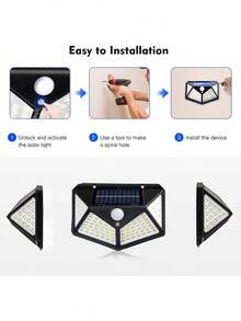 Outdoor Solar Wall Light 100 LED 4-Sided Motion Sensor Waterproof, Pick Your Style For Garden Patio Fence Decor - Solar-powered 100 LED Wall Light - View 6