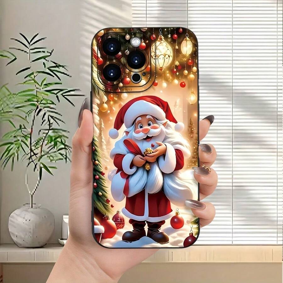 Funda para teléfono: Funda de gran con patrón creativo de árbol de Navidad y Papá Noel para iPhone 16/15/14/13/12/11/XS/XR/X/7/8 Plus/Pro/Max/Mini - Adecuada para hombres y mujeres con diseño de moda creativo, regalo perfecto para amigos, familia, novio, novia. - Multicolor - Ver 1