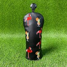 度假風火烈鳥調酒高爾夫球桿頭套，夏季熱帶氛圍高爾夫球桿保護套 - 黑色 - 查看 10