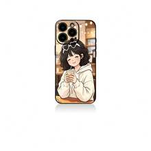 手机壳:适配 iPhone17 16 15 14 13 12 11 proPro Max系列 キュートなカフェ風イラスト メンズレディース高級感 - ブラック - チェックする 5