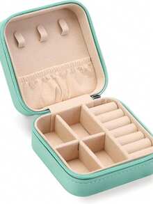 1pc Travel Jewelry Case Bridesmaid Gifts Box,Small Jewelry Box Mini Jewelry Organizer,PU Leather Portable Earring Storage Box For Women Girls Bridesmaid Proposal Gifts - Multicolor - View 10
