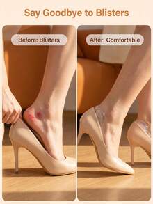 2pcs Comfortable Anti-Friction Soft Silicone Heel Pads For Shoe Size Reduction - Clear - View 4