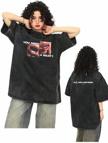 Camiseta Billie Soft And Hard, Lavada, Unisex, de Alta Calidad, Estilo Y2K para Verano YSG7 - Negro - Ver 8