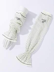 1 Pair Polka Dot Mesh Flare Sleeve Arm Warmers, Soft Thin Breathable Arm Covers - Off-white - 261 - View 4
