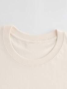 Y2K Women's Casual Summer T-Shirt, Watercolor Style, Starfish Print, Fashionable, Vacation, Casual, Loose Fit, Round Neck, Printed, Short Sleeve, 100% Cotton - 杏色 - 查看 6