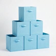 Pink Collapsible Storage Box Without Lid, Clothes Closet Organizer, Sundries Storage Bin, Multi-Functional Cabinet Storage,Bedroom Room Decor,Back To School - Blue - View 4