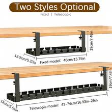 No Drill Metal Under Desk Cable Tray, Adjustable Length Heavy Duty Wire Management Organizer With Power Strip Holder, Hidden Cable Channel Cord Clamp, Cable Hider For Standing Desk Office Home Bedroom, Black & White - Black - View 4