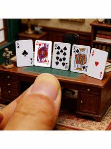 54pcs/Set Mini Creative Playing Card Model Set, Decorative Ornament Travel Game, Small Playing Cards, Suitable For Novelty Party Games And Gifts, Playing Card Accessories, Handmade, Novelty Party Game - A - View 2