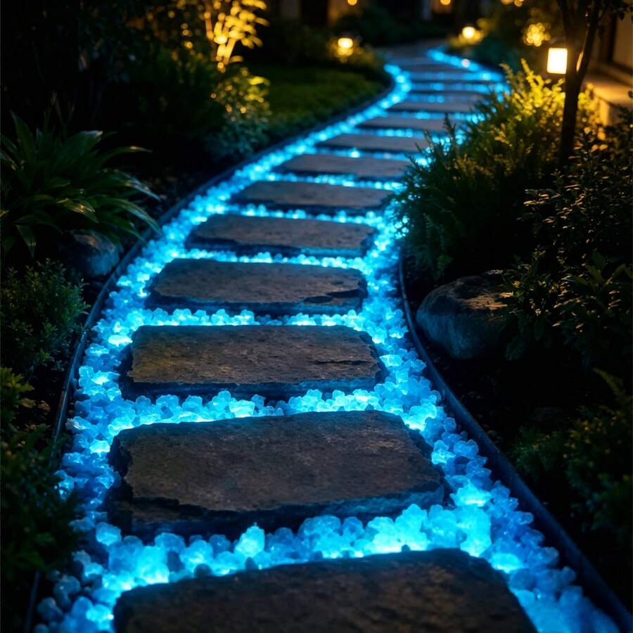 1cm Small Blue Glowing Fluorescent Stones, Artificial Pebbles For Outdoor Paths, Gardens, Potted Plants, Indoor Glass Jar Decor