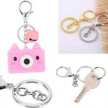 12 piezas Ganchos de langosta de aleación con resorte, llaveros de metal multifunción con cadena y anillos de llave planos, adecuados para manualidades DIY de llaveros, decoración de colgantes para mochilas, carteras, bolsos, regalos festivos (10 colores disponibles) - cierre de mosquetón de cadena - Ver 5