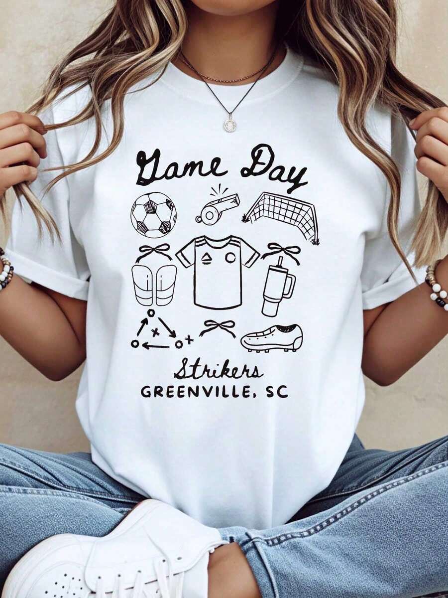 Camiseta de Fútbol CoolGame Day Strikers Greenville Sc para Aficionados y Jugadores, Ropa Deportiva - Blanco - Ver 1
