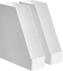 Basics Plastic Desk Organizer, Magazine Rack And Vertical File Cabinet, Black, 2 Pack - White - View 1