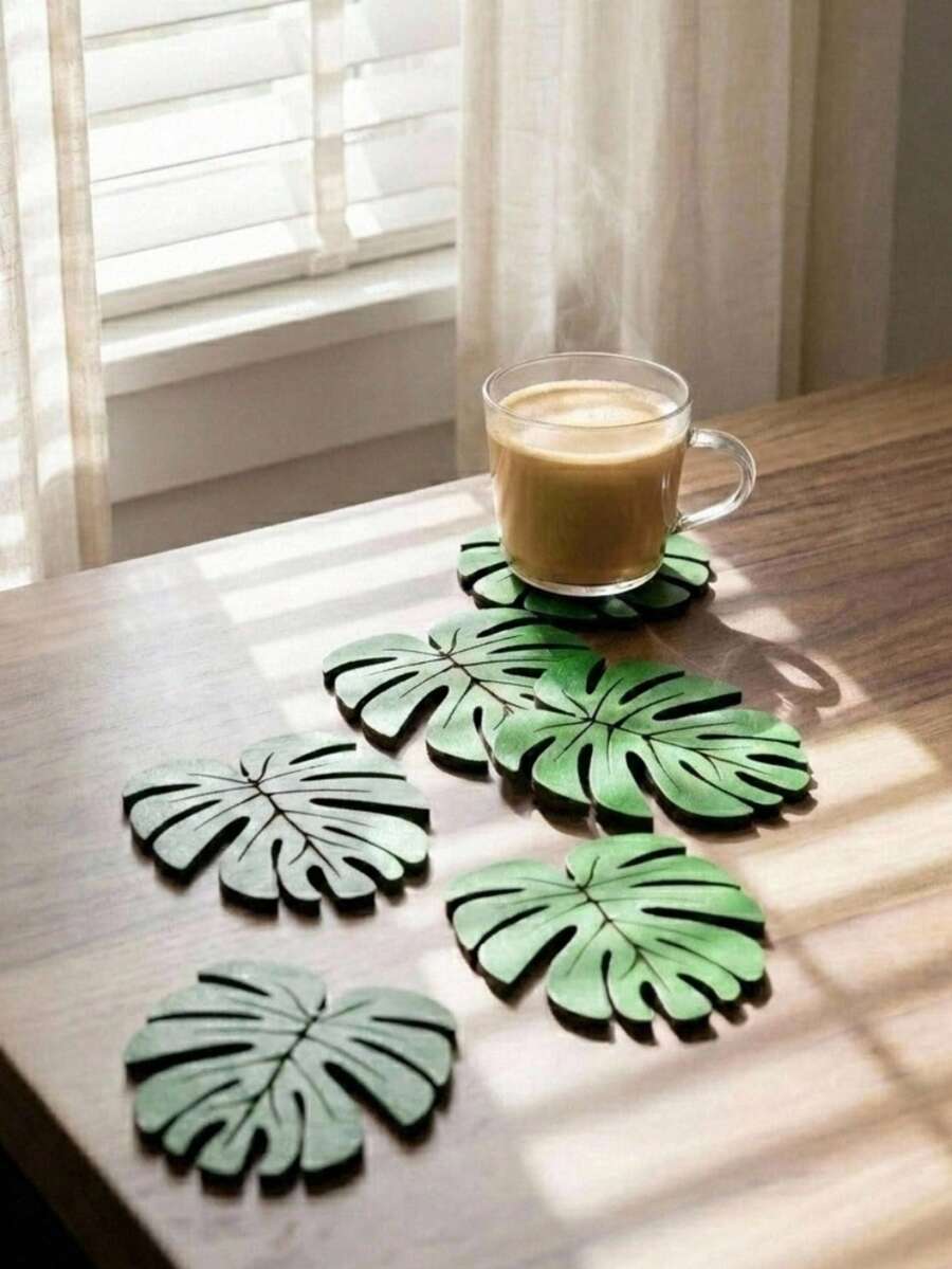 Haus Hana 4/6pcs Natural Bamboo Coaster Set, Heat Insulation Coasters, Anti-Scald Placemats, Plate Coasters, Drink Coasters, Anti-Slip Mats, Best Choice For Halloween, Christmas, Thanksgiving Gift - Multicolor - View 1