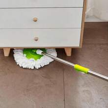 Magic Rotating Mop With Wringer Bucket, 360° Rotating Microfiber Head, Adjustable Telescopic Handle, Efficient Cleaning System For Wood, Ceramic, Marble Floors And More (BLACK) - Green - View 9