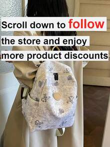 1 pieza Mochila de viaje de nylon de unicolor con doble lavado, ligera y de gran capacidad, bolsa escolar minimalista y portátil para estudiantes universitarios - Multicolor - Ver 2