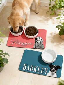 1pc Customized Pet Feeding Mat, Personalized Pet Photo + Name Mat, Personalized Dog Feeding Mat, Customized Cat Floor Mat, Unique Gift For Pet Lovers, Ideal Birthday Choice - Multicolor - View 4