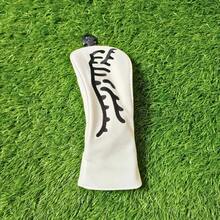 Premium Minimalist Golf Wood Club Headcover, Single-Line Tiger Stripe Embroidery Design, Soft PU Leather Anti-Collision Golf Club Head Cover - White - View 12