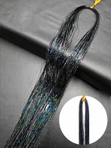 8pcs Laser Hair Extensions Set, Fashion Women's Hair Accessories Set, Holiday Shiny Hair Extensions, Colorful Glitter Hairbands & Clips, Holiday Gift Fairy Hair Accessories, Party Sparkling Hair Accessories, Halloween Party (Multi-Color) - Multicolor - View 9