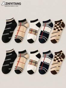 ZHIYITANG 1/3/5/8/10/20 Pairs Men Ankle Socks, Random Assorted, High-Quality, Fashionable, Casual, Breathable, Sweat-Absorbent, Lightweight, Low-Cut, Summer, Size 39-42/43-46 - Multicolor - View 15