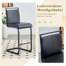 Juego de 2 taburetes de bar de estilo nórdico / Juego de 2 taburetes de bar de PU / Diseño único y construcción estable / Capacidad de carga de 120 kg / Adecuado para comedor, cocina y patio - Negro - Ver 6
