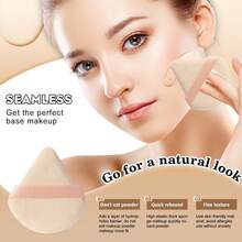50Pcs/6pcsMulti Color Pink Nude Brown Makeup Sponge & Velvet Powder Puff Set Dry Wet Dual Use Cosmetic Blending Sponge Triangle Round Mini Puff For Foundation Concealer Loose Powder Makeup Tools - Apricot - View 3