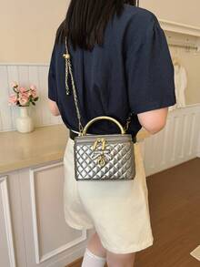 New Hand-Held Box Bag, Minimalist Style Shoulder Crossbody Bag - Champagne - View 6