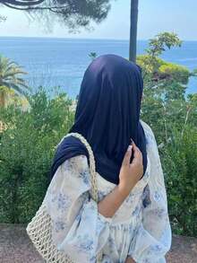 1 Piece Of Solid Color Soft Jersey Hijab, Pure Long Scarf For Women. - Redwood - View 1