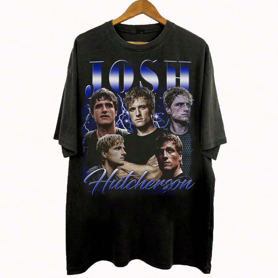 T-shirt vintage style bootleg des années 90 de Josh Hutcherson, cadeaux rétro de Josh Hutcherson pour hommes et femmes, t-shirt unisexe - Noir - Voir 1