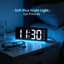 1 pièce Réveil numérique LED avec lumière ambiante 4 couleurs, horloge à surface miroir élégante, convient pour la décoration de la chambre à coucher, style minimaliste - Version améliorée - Voir 11