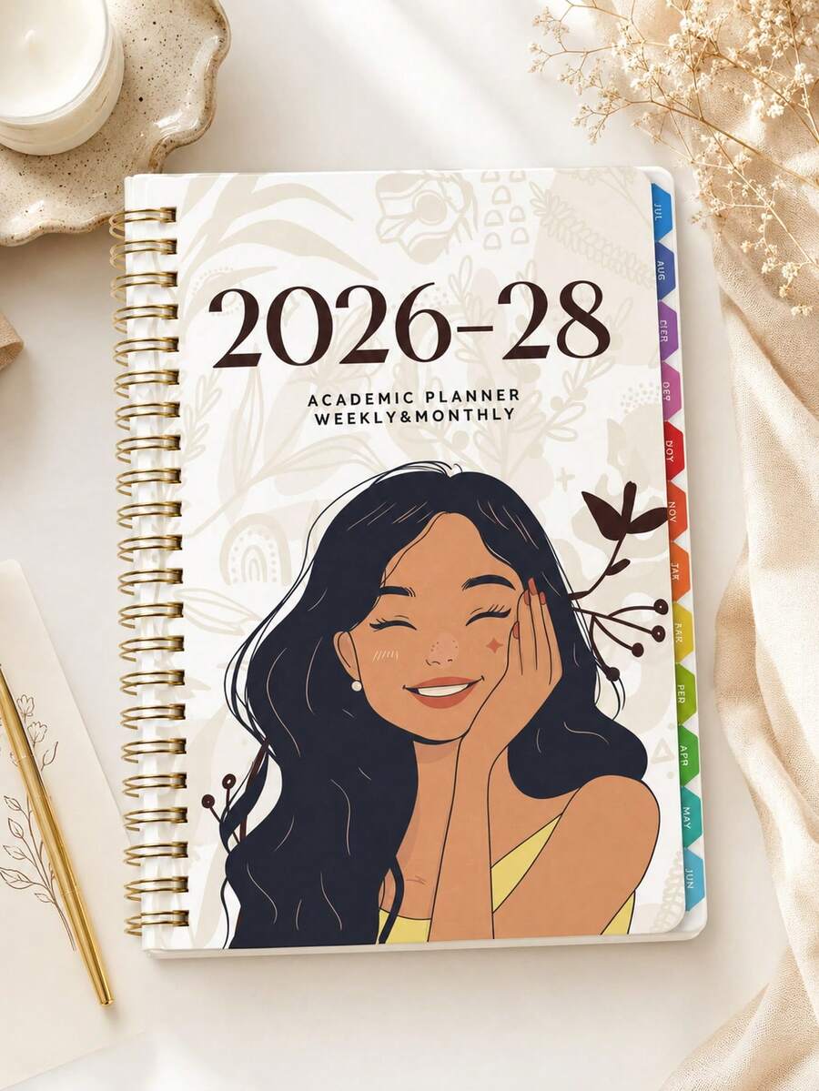 1本 2026-2027 學年週計畫與月計畫日曆筆記本，2026年1月至2027年12月，5.7" X 8"，A5月計畫筆記本附備註頁，防水封面，個人理財規劃，辦公與返校用品