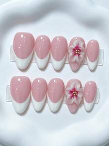 Zysa 10 piezas Uñas Postizas Hechas a Mano Uñas Cortas para Vacaciones de Verano Fiesta de Graduación - Multicolor - Ver 2