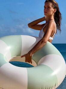 1 pieza Anillo inflable para nadar, Anillo inflable de PVC grueso con rayas retro, Anillo inflable para axilas para adultos - Varios estilos - Ver 7