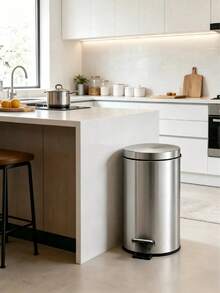 Stainless Steel Pedal Trash Can, Featuring Odor-Proof And Non-Contact Design. Suitable For Kitchen, Bathroom, Bedroom, Office And Other Home Settings. Available In 5L And 3L Capacities. - New Model - View 5