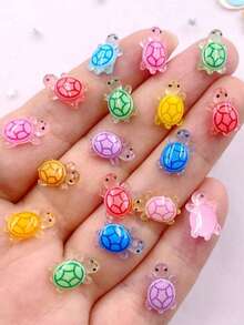 HAWT 100pcs Mini Resin Glow-In-The-Dark Turtles, Mini Resin Animal Glow-In-The-Dark Miniature Models, Suitable For DIY Fairy Garden Decor, Dollhouse Micro Landscape, Hidden Little Turtles - Multicolor - View 7