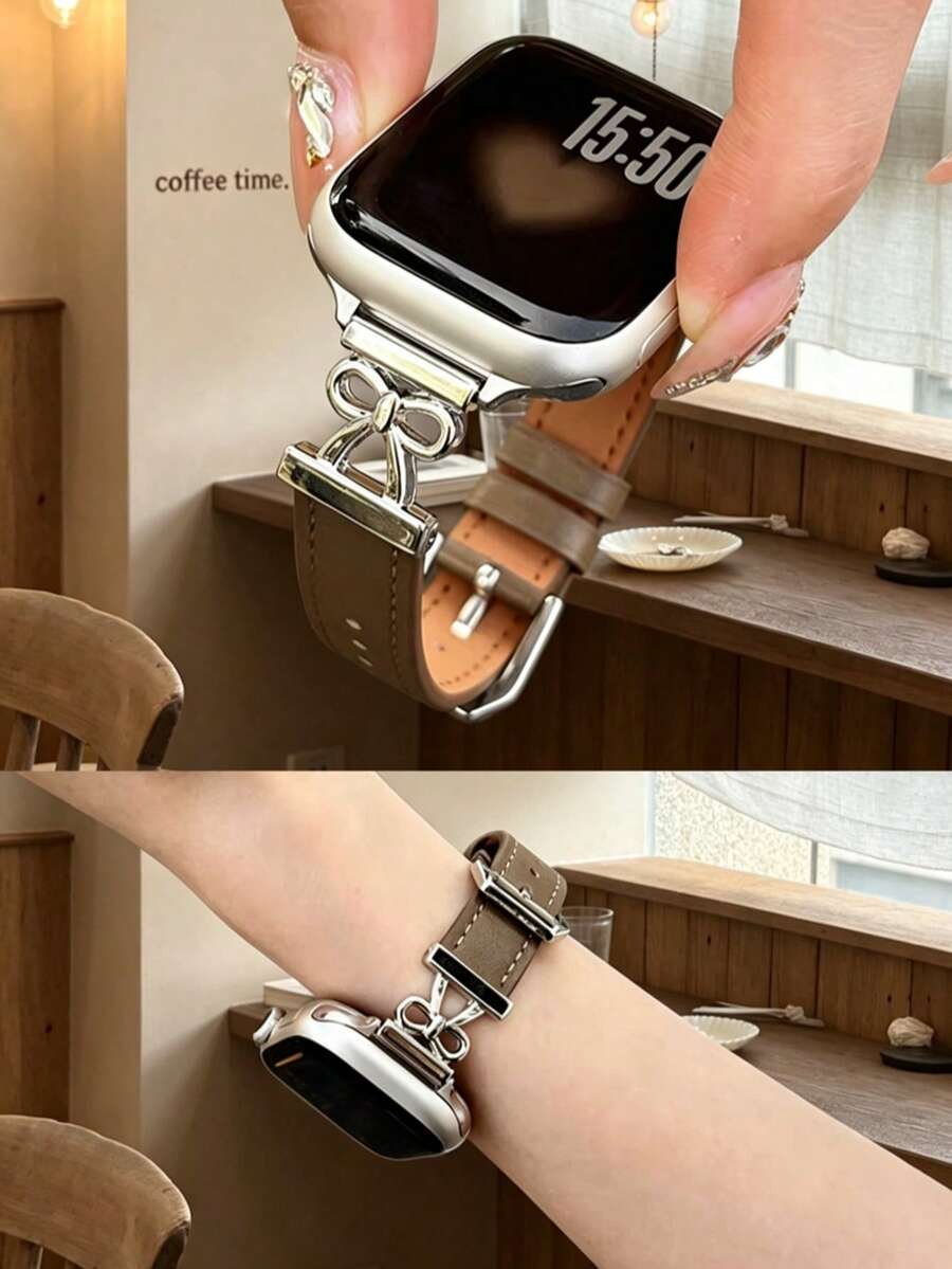 1件裝 Slim PU 環形錶帶,適用於 女款 38mm 40mm 41mm 42mm 44mm 45mm 46mm 49mm Series Ultra 11/10/9/8/7/6/5/4/3 SE - 灰褐色 - 查看 1