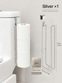 Modern Style Toilet Paper Holder Above Toilet, Durable Metal Hanging Roll Storage Rack, 3-Roll Capacity Bathroom Storage Rack, Drill-Free Toilet Paper Holder, Iron Bathroom Paper/Towel Rack, Towel Hanging Rack, No Drilling Required On Wall, Suitable For Kitchen And Bathroom Storage, Bathroom Storage Accessories, Simple No-Installation Toilet Paper Holder. - Multicolor - View 16