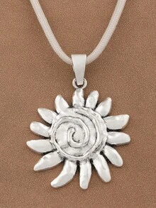 pieza de collar con colgante cuadrado hueco asimétrico en tonos plateado y dorado, adecuado para el uso diario de mujeres, cadena de 18 pulgadas + pulgadas de extensió. - Sol espiral plateado - Ver 4