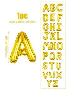 1 pieza Globo de letra de oro de 16 pulgadas, 26 letras de la A a la Z, adecuado para fiesta de cumpleaños, pancarta de frase personalizada, compromiso, boda, aniversario, ceremonia de graduación, decoración de pared, decoración de fiesta festiva - oro - Ver 2