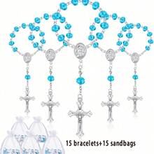15pcs/Set Naming Ceremony Set: Faux Crystal Cross Bracelet, Suitable For Birthday Party, Commemorative Gift, Naming Ceremony, Wedding Party, Women's Naming Ceremony, Birthday Party Gift, Wedding Party Gift, Pre-Wedding Party Gift, Anniversary Party Gift, Suitable For Mother, Couple, Best Friend Daily Wear, Mother's Day Gift - A - View 14