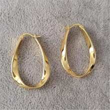 Women's Twisted Oval Earrings, Hypoallergenic, Minimalist Lightweight, Suitable For Sensitive Skin, Personalized Fashion Jewelry - 503 Gold - View 14