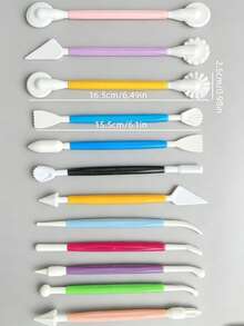 12/4 Buah Stik Embossing Fondant Ujung Ganda Set Alat Pemodelan Tanah Liat Warna Acak Untuk Kerajinan Keramik DIY, Memahat dan Memodelkan Keramik DIY, Perlengkapan Kerajinan Tanah Liat, Alat Fondant - MultiWarna - View 2